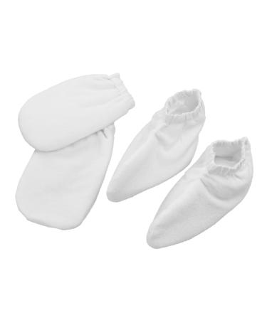 2paires Paraffine Isolants pour Bain de Paraffine Housse pour Soin des Mains et Lavable Blanc