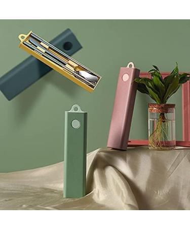 Premium Portable Stainless Steel Travel Cutlery Set with Reusable Chopsticks - Green - Buy Online on GoSupps.com