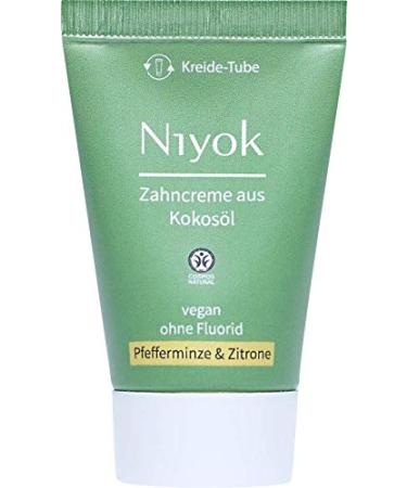 Niyok coconut oil toothpaste without fluoride and microplastics plastic |Organic cosmetics sensitive also for children |Xylitol Hart |Natural toothpaste vegan |Peppermint & lemon