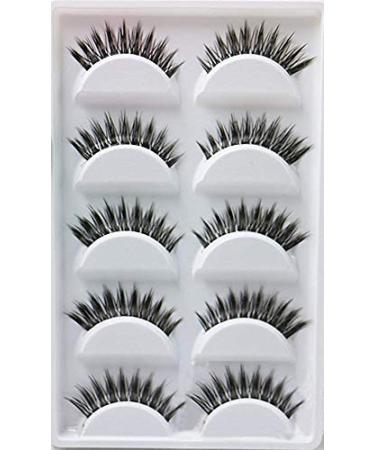 YOUNG False Eyelashes 5 Pairs 3D Eyelashes Artificial Mink Hair Eye Lashes Natural Black Long for Makeup Eyelasches (AMX14)