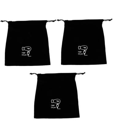 SOESFOUFU 3 Pcs Hair Dryer Storage Bag Hair Dryer Bags Travel Bag Portable Hair Dryer Purse Black Flannel