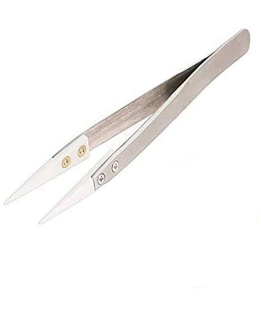 Precision Ceramic tweezers Non-Conductive Anti-Static Highly Heat Resistant Plier 1 1 Pack Silver