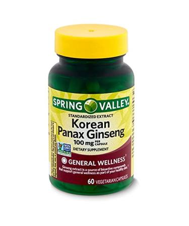 SpringValley Korean Panax Ginseng - Supports Energy Immune Function and Brain Function - 60 Capsules
