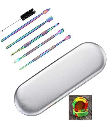 Yullmu 5-Piece Rainbow Stainless Steel Wax Carving Tool Set with Silicone Container and Cleaning Brush - Buy Online on GoSupps.com