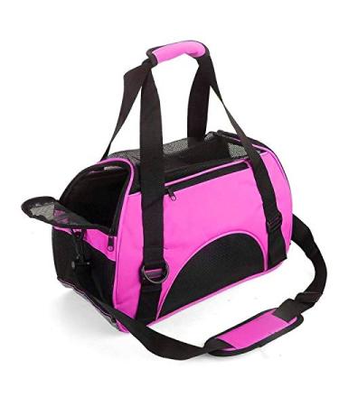 Pet Carrier Bag AVC Portable Soft Fabric Folding Travel bag for Dog Cat Puppy Foldable Pet Bag (Pink)