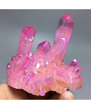 150g Pink Aura Quartz Crystal Titanium Bismuth Silicon Cluster Rainbo Home Decoration Full of Texture