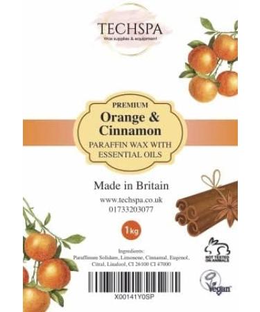 Techspa Orange & Cinnamon Paraffin Wax 1kg - UK Made Skin Therapy with Essential Oils - Buy Online on GoSupps.com