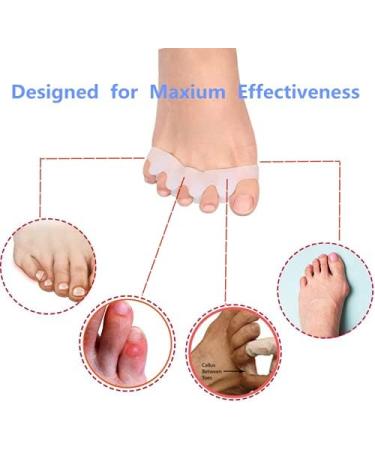 Toe Separators & Smoothers - 2 Pairs White for Hammer Toes Plantar Fasciitis Hallux Valgus & More - Buy Online on GoSupps.com
