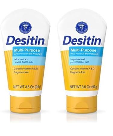 Desitin Skin Protectant and Diaper Rash Ointment Multi-Purpose with Vitamins A & D Travel Size 3.5. Oz Tube (Pack of 2)