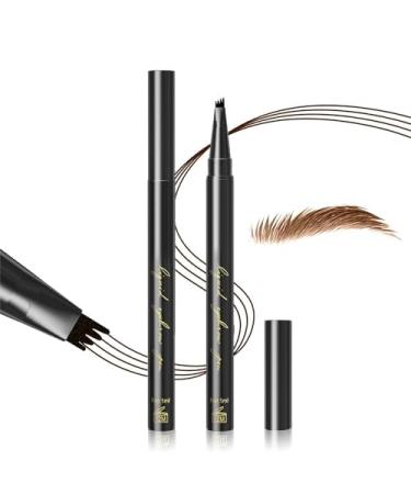Eyebrow Pencil Microblading Pen Liquid Brow Pencil With 4 Micro-Fork Tip Waterproof Eyebrow Long-Lasting Smudge-Proof Eyebrow Makeup Natural Eyebrow Hair Stays on All Day (Dark Brown)