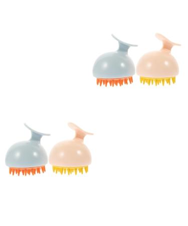 Beavorty 4 pieces of shampoo massage brush hairbrush from silicone travel scalp brush shower silicone spatula scalp massager for hotels massage accessories portable scraper head gripping ABS ABS