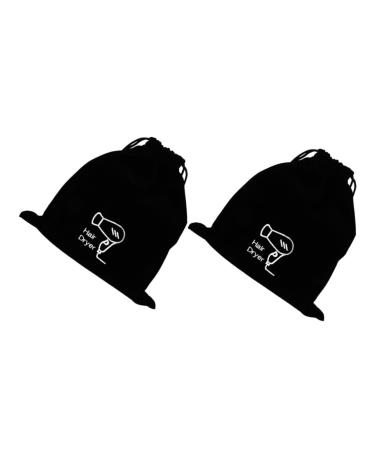 BIUDECO 2pcs Velvet Bag Hair Dryer Travel Bag Hair Dryer Attachments Storage Hair Dryer Bag Black Flannel