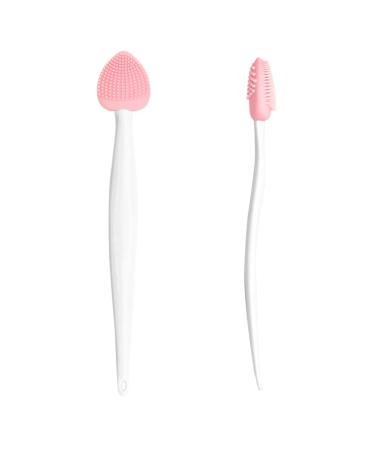 Siopob Nose Cleansing Fine Brush - Handheld Double-Sided Silicone Facial Cleansing Brush Face Wash Brush Gentle -Pore Cleansing Remover Tool Blackhead Brush For Travel Pink