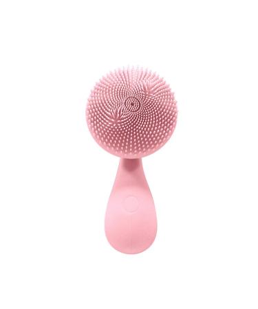 Silicone Face Exfoliator Facial Cleansing Brush Skin-Friendly Tri-Zone Brush Head Multi-Frequency Control for Exfoliating Massaging Deep Cleansing Pink