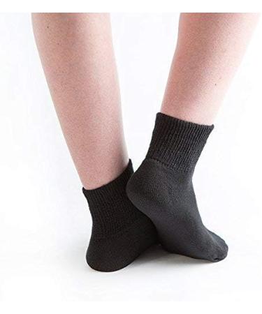 Doc Ortho Loose Fit Cotton Diabetic Socks - 3 Pairs, 1/4 Crew, Large, Black - Men and Women - Buy Online on GoSupps.com