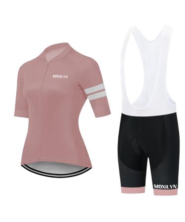 Women's Cycling Jersey Set Outdoor Short Sleeve Cycling Shirt + 20D Gel Padded Shorts Cycling Pants Breathable Quick-drying 02 S