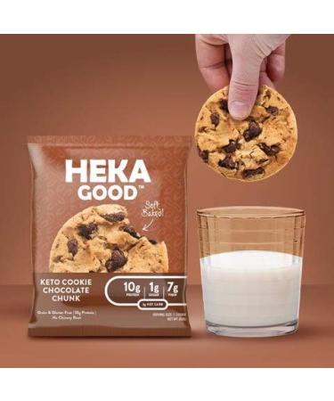 Heka Good Foods Low Carb Keto Chocolate Chunk Cookie - 3g Net Carb, 10g Protein, No Sugar, Grain & Gluten Free - 12 Count - Buy Online on GoSupps.com