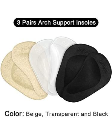 Dr. Foot Gel Arch Support Shoe Inserts - 3 Pairs for Flat Feet & Plantar Fasciitis Relief in 3 Colors - Buy Online on GoSupps.com