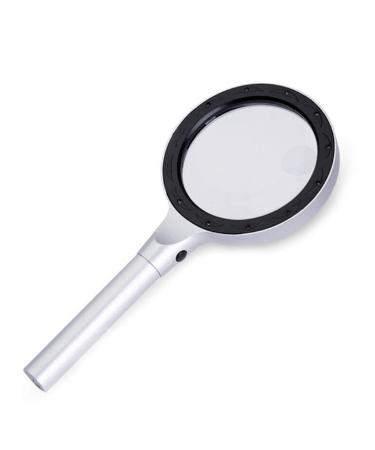 Reading Magnifier 10X 20X Handheld Illuminated Magnifier with 12 LED Lights High Clarity Compatible with Reading Inspection Exploring Good Times