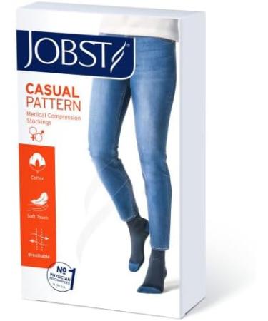 JOBST Casual Pattern Compression Knee High Socks - 20-30 mmHg Firm Support for Swollen Legs | Ocean Blue | Size X-Large Full Calf | International Shipping Available - Buy Online on GoSupps.com