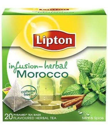 Lipton Infusion Herbal Tea - Morocco (Mint and Spices) - Premium Pyramid Tea Bags (20 Count Box) Pack of 3