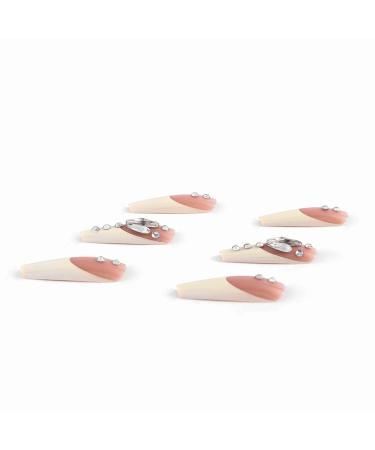 Sethexy Long Coffin False Nails - 24pcs Crystal Sparkle French Art Acrylic Press-on Nails for Women & Girls - Buy Online on GoSupps.com