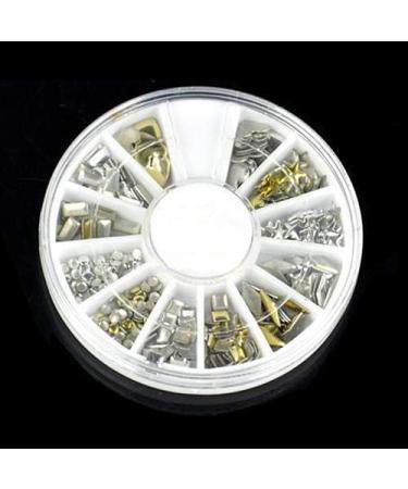 120Pcs/Wheel Nail Art Jewels DIY Metal Stud Stickers Golden Silver Metal Nail Art Stickers Decor Tips Glitter Nail Metallic Studs Nail Art Decoration Wheel Gift Random (Random) Golden Silver - Buy Online on GoSupps.com