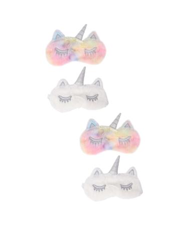 Beaupretty 4 Pcs Unicorn Eye Patch Cartoon Sleep Stickers White Plush