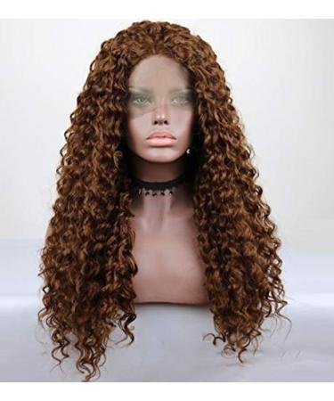 Sunnybluee Fantasy Beauty Black Water Wave Synthetic Lace Front Wig Heat Resistant Loose Curly Half Hand Tied Front Wigs with Baby Hair #30