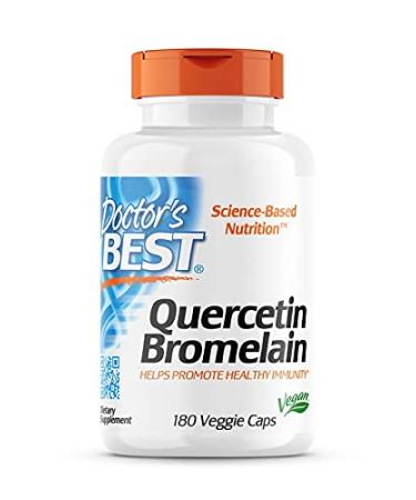 Doctor's Best Quercetin Bromelain 180 Vegan Capsules Highly Dosed Laboratory Tested SOYA-Free Gluten-Free Non-GMO