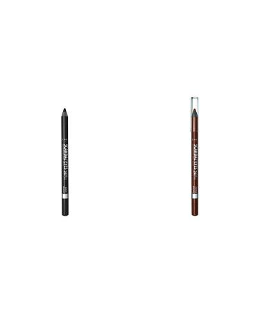 Rimmel Scandaleyes Waterproof Gel Eye Liner Pencil Black & Rimmel Scandaleyes 24hr waterproof eyeliner Brown Pack of 1 Black 001/Brown 1 Count