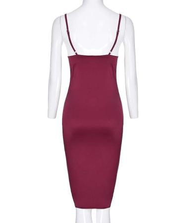 TIFENNY Women's Milk Silk Soft Sleeveless Backless Formal Dress - Wine, Medium - Buy Online on GoSupps.com