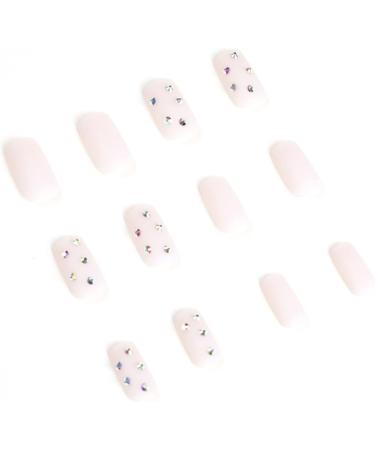 Square False Nails Medium Full Cover French Colorful Rhinestones Press on Nails 24 Pieces Nail Art Tips for Nail Salons and Women DIY Nail Art - Buy Online on GoSupps.com