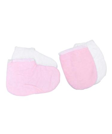Beaupretty 4 Paires de Prot ge-mains de Beaut Blancs et Simples pour Soins Domicile avec Prot ge-mains Fins Roses et Prot ge-pieds Roses m Comme Montr
