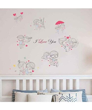 Aport Presents Romantic Love Pairs I love you quote 'wall sticker (PVC Vinyl Multicolour 50 cm x 70 cm x 1 cm) #Aport-SR-146