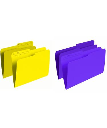 Pendaflex Colour File Folders 1/2 Cut Tab Letter | Yellow (100/Box) and Violet (100/Box) Folders + Folders Violet