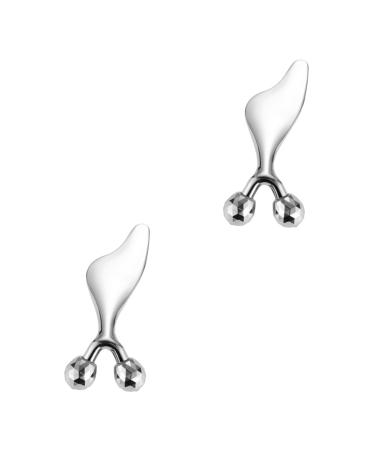 Beavorty 2pcs Dolphin Scraping Board Tools Walker Face Massage Roller Eye Manual Roller for Lady Facial Rollers Face Roller Facial Massaging Tool Stainless Steel Woman Double Head Massager 11.40X4.70X3.00CMx2pcs Silverx2pcs