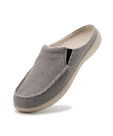 HENGNI Mens Plantar Fasciitis & Orthotic Slippers with Arch Support Flat Feet Pain Relief,Size US:7-14 Grey 10