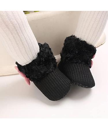 Spring Winter Warm Fleece Booties for Baby | Non-Slip Soft Sole Shoes for Boys Girls | Adjustable Prewalker Boots 0-18 Months (12-18 Months, Black) - Buy Online on GoSupps.com