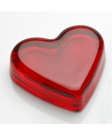 Deep Ruby Red Glass Heart Accent Paper Weight Handmade in Ohio by Mosser