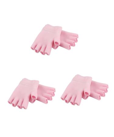 Healeved 3 Pairs Moisturizing Fingerless Glove Gloves for Men Brush Cleansing Mositurizing Mitten Collagen Fingerless Mittens Hydrating Gloves Hand Lotion Man Pink