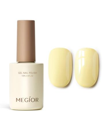 MEGIOR Yellow Gel Nail Polish 15ml Cream Yellow Gel Polish 1PC Soak Off UV LED Nail Gel Polish for Nail Art Manicure Salon DIY Home for Women Girls Nails Creme Yellow