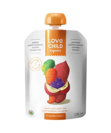 Love Child Organic Purees - Super Blends - Apples Sweet Potato Carrot Blueberries (12x128ml)