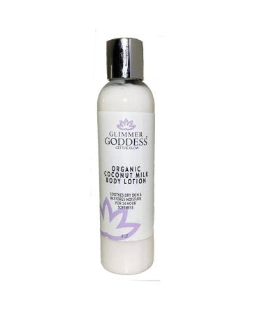 Glimmer Goddess Simply Radiant Lavender Lemon Scent Organic Body Lotion With Coconut Milk Oil Vegan And Natural Anti-aging And Moisturizing 8 oz