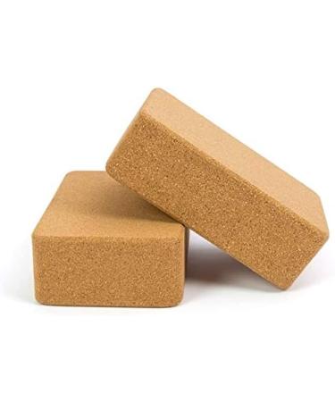 Cork Yoga Blocks 2 Pack + 1 Yoga Strap Set | High Density Natural Cork | Improve Balance, Strength & Flexibility | Comfortable Edge | 2 Blocks + 1 Strap - Buy Online on GoSupps.com