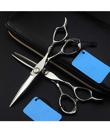 Hair Cutting Scissors 6 Inch Professional Bearing Flower Handle Cut Hair Scissors Haircut Thinning Barber Cutting Shears Hairdresser Scissors Set One Color