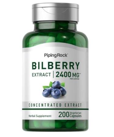 Piping Rock Bilberry Extract Capsules 2400mg | 200 Count | Vegetarian, Non-GMO, Gluten Free Supplement - Buy Online on GoSupps.com