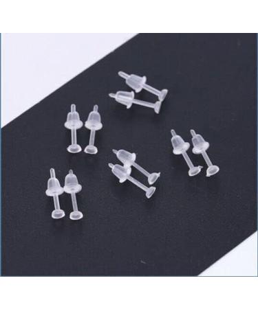 Clear Plastic Post Earrings Set - 100 Pairs Stud Earrings with Silicone Backs | 200PCS Blank Pins | Flat 3mm - Buy Online on GoSupps.com