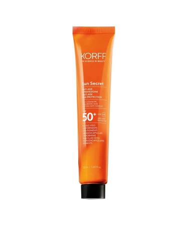 KORFF Sun Secret Face Leacon with microca -capsed pigments SPF50+ Light very high protection moisturizing effect with DNA Safe Complex hyaluronic acid and vitamin PP 50 ml - Buy Online on GoSupps.com