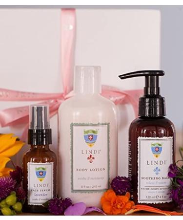 LINDI SKIN Vital Hydration Oncology Skincare Collection Gift Set That Includes Lavender Face Serum Body Lotion and Soothing Balm - Non-Irritating Hydrating Products for Dry & Itchy Skin